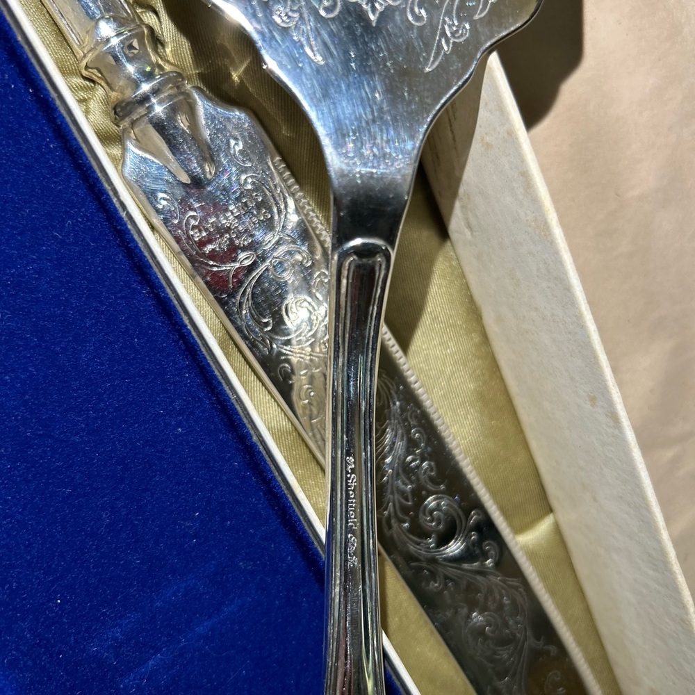 Sheffield Silver Co. Kings Pattern Cake Lasagna Spatula Server&cake knife set - Picture 10 of 10